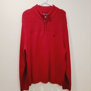 Chaps mens vintage 100% cotton red quarter zip sweater size XL